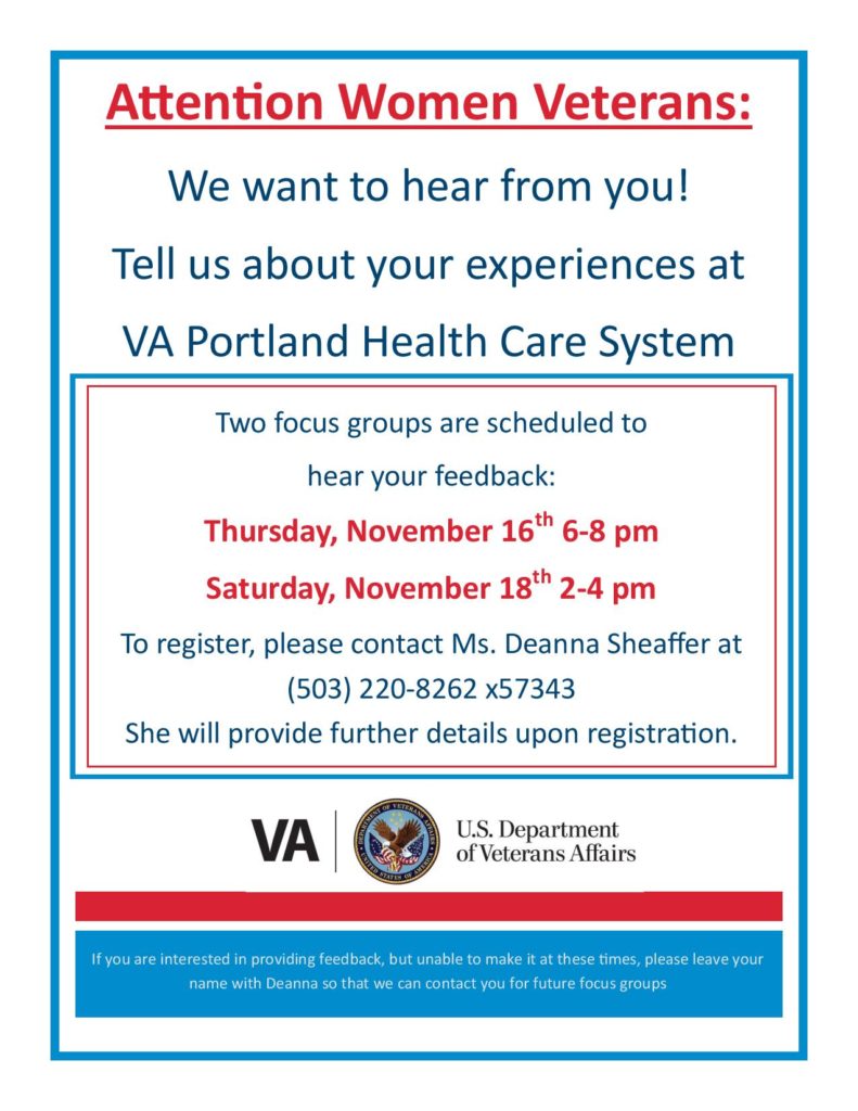 VA Woman Veterans Focus Group Flyer Nov 2017-page-001